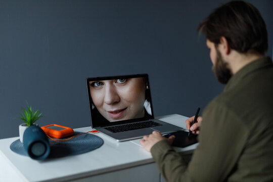 Photographer retouching image 