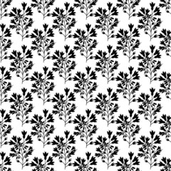 bell. meadow. field. seamless plant pattern. inflorescence. bouquet. stems. black isolated silhouette. hand-drawn drawing. print. cover, template, print.