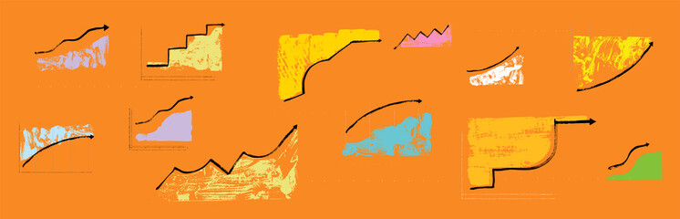 Wide Format Business  Growth Concept With Upward Moving Graphs on Orange