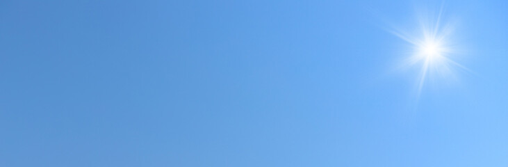blue sky with sun light. Nature background of sky	
