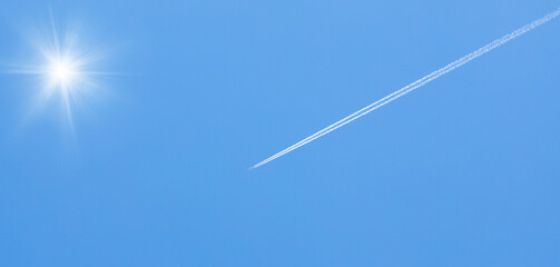 blue sky with sun light. Nature background of sky	
