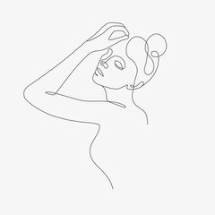 Line art woman illustration. Modern minimal design. Eps10 vector.