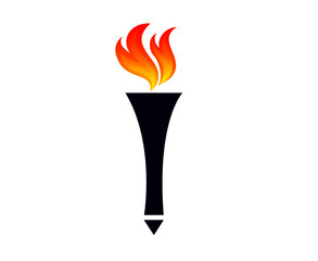 torch logo Blue illustration abstract vector design with White Background

