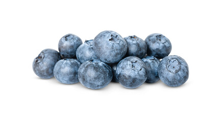 many fresh blueberries isolated on white background