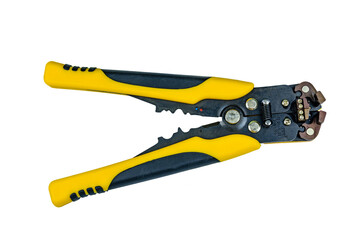 Yellow wire stripper isolated on a white background