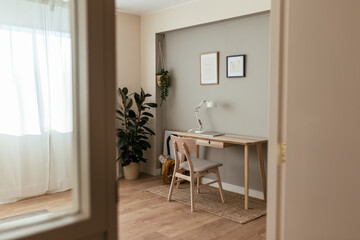 Interior of light home office