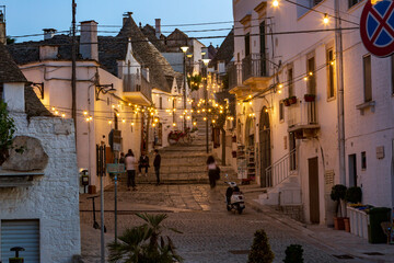 Sunrise in Alberobello. the town of trulli in Puglia, a fantastic landscape