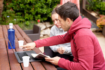 Coach showing workout schedule