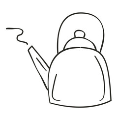 Kettle doodle outline hand drawn icon. Vector illustration.