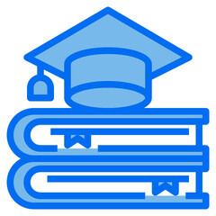 graduation cap blue line icon