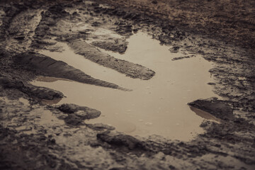 A dark and moody mud puddle