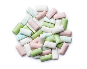 Different mint chewing gum pads.