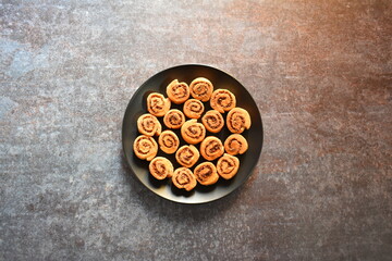 Bhakarwadi Indian traditional sweet and spicy snack food