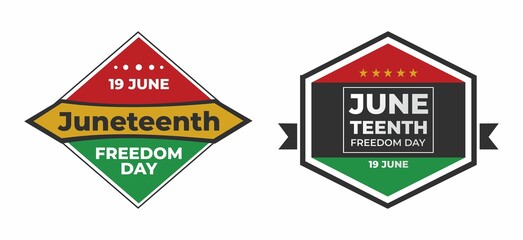 Vector banner, greeting card or poster for Juneteenth Day, celebration freedom, emancipation day in 19 june, Set of stickers juneteenth day.