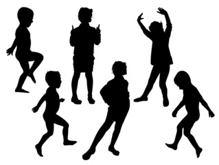 Vector funny children silhouette set collection 2