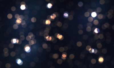 Festive blue background with colorful lights bokeh