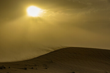 Fototapeta na wymiar sunset over the desert, sand storm