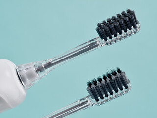 Macro close up toothbrush bristles