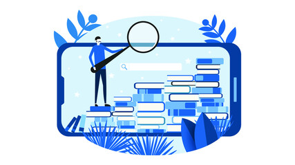 online library search in flat style vector illustration