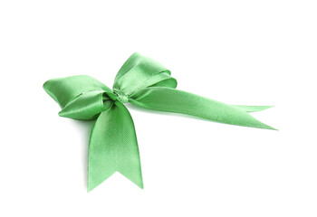 Beautiful green bow on white background