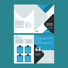 Corporate bifold brochure design template vector design