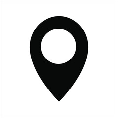 Black icon of simple forms of point of location. Map pin icon vector, filled flat sign isolated on white. Location point symbol, logo illustration.