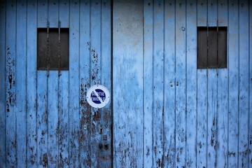 old wooden door with lock, france