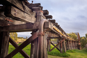 Fototapeta na wymiar Historic disused Tram-Rail bridge at Yass, NSW, Australia