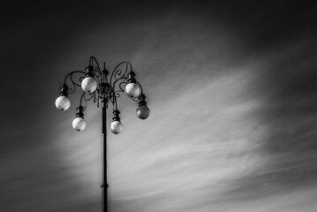 Beautiful street lamps in black and white