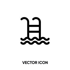 Pool vector icon. Modern, simple flat vector illustration for website or mobile app. Swimming pool  ladder symbol, logo illustration. Pixel perfect vector graphics