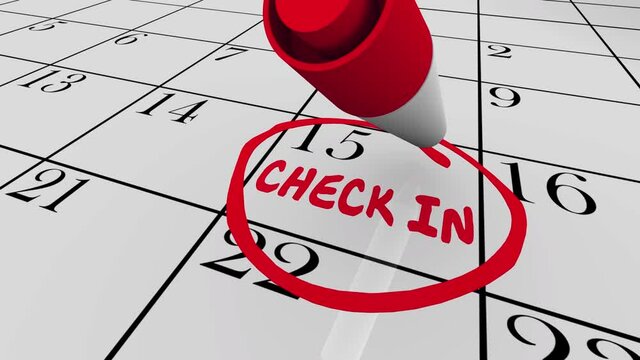 Check In Day Date Calendar Arrival Plan Tourism Travel 3d Animation