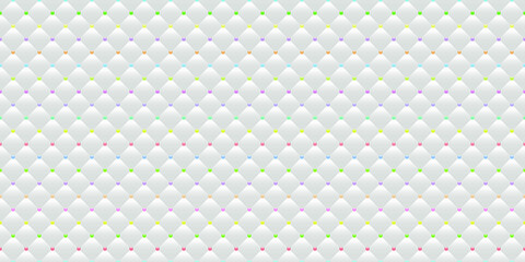 White luxury background with beads and rhombuses. Seamless vector illustration. 