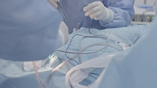 Close-up Shot in the Operating Room. brain surgery