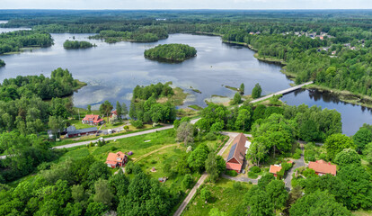 Swedish village in green nature