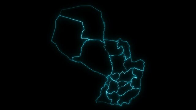 Animated Outline Map of Paraguay with Departments