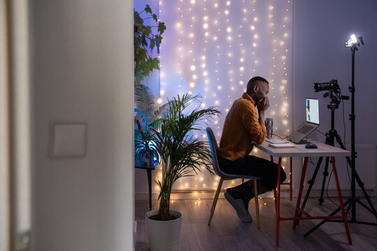 Man Preparing For Live Streaming
