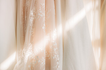 Details and textures of wedding dresses