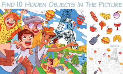 Find 10 hidden objects in the picture. Puzzle Hidden Items