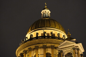 St. Isaac's Cathedral in St. Petersburg on a spring night