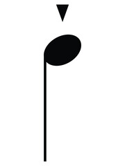 Black music symbol of Staccatissimo or Spiccato note