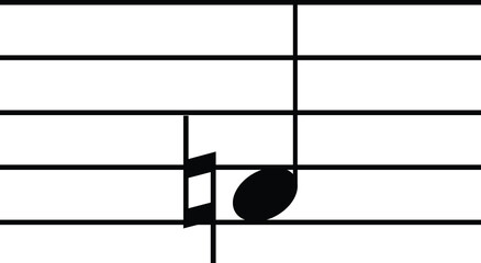 Black music symbol of Natural note on staff lines