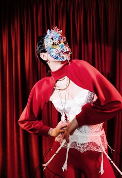 Surreal fashion with mask 