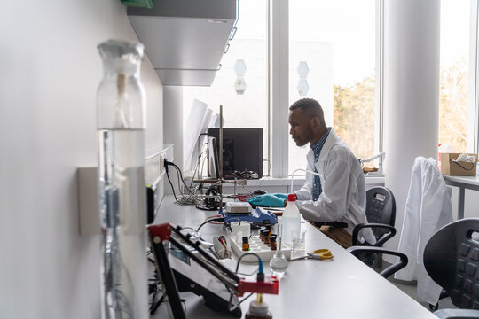 Scientist In Front Of His Computer