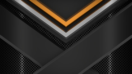 Obraz premium Abstract Plates On Dark Perforated Wall. Abstract Technology Background. 3D Rendering.