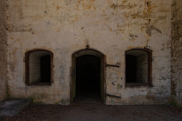 Fototapeta na wymiar Abandoned Military Tarakaniv Fort (Dubno Fort, New Dubno Fortress) - a defensive structure of 19th century in Tarakaniv, Ukraine.