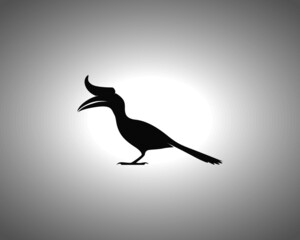 Hornbill Silhouette. Isolated Vector Hippo Animal Template for Logo Company, Icon, Symbol etc