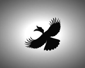 Hornbill Silhouette. Isolated Vector Hippo Animal Template for Logo Company, Icon, Symbol etc