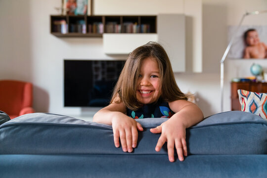 Pretty Little Girl on the Sofa