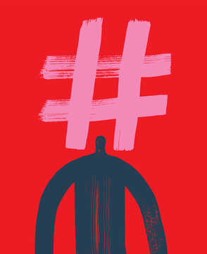Illustration of a person with hashtag