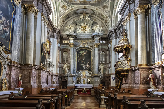 Interior of St Elizabeth Church (Kostol sv Alzbety). Bratislava, Slovakia. May 7, 2016.